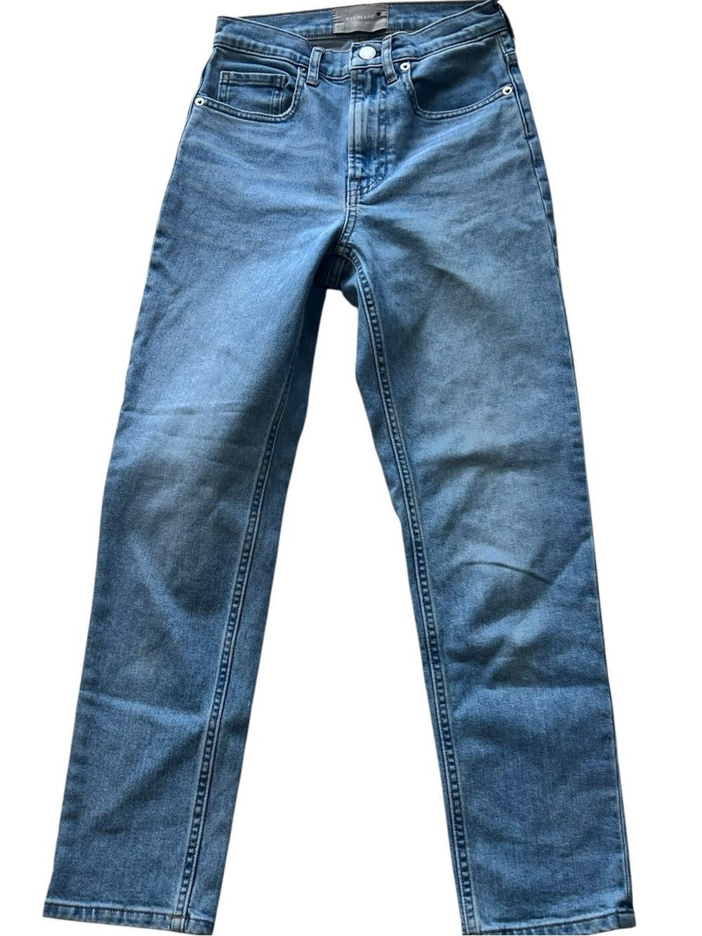 EVERLANE Cheeky Jean Crop Straight Leg High Rise Medium Wash Stretch Denim Sz 24